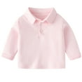 thumbnail image 1 of Kids Boy Girl Solid Casual Short Sleeve Polo Shirt Pullover Tops Cute Shirts 6 M-4 Y,Color:Pink,12-18 Months, 1 of 3