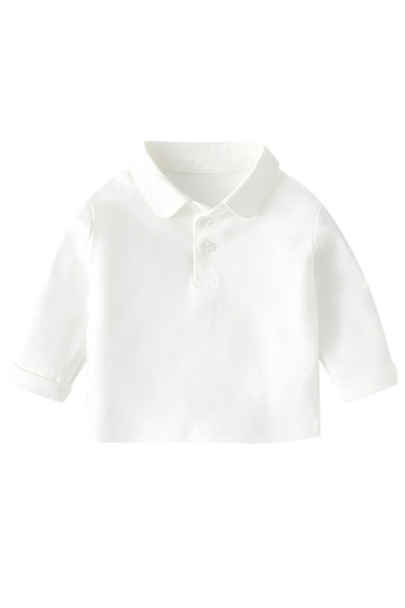 Kids Boy Girl Solid Casual Short Sleeve Polo Shirt Pullover Tops Cute Shirts 6 M-4 Y,Color:White,6-12 Months