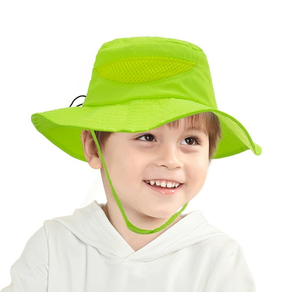 Kids Boy Girl Sun Protection Bucket Hat Summer Cap Magic Sticker Closure Boonie Hat