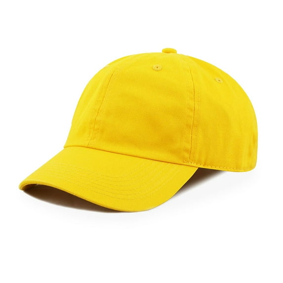 Kids Boy Girl Washed Cotton and Denim UV Protection Adjustable Plain Baseball Cap Hat(2-5 yrs, Yellow)