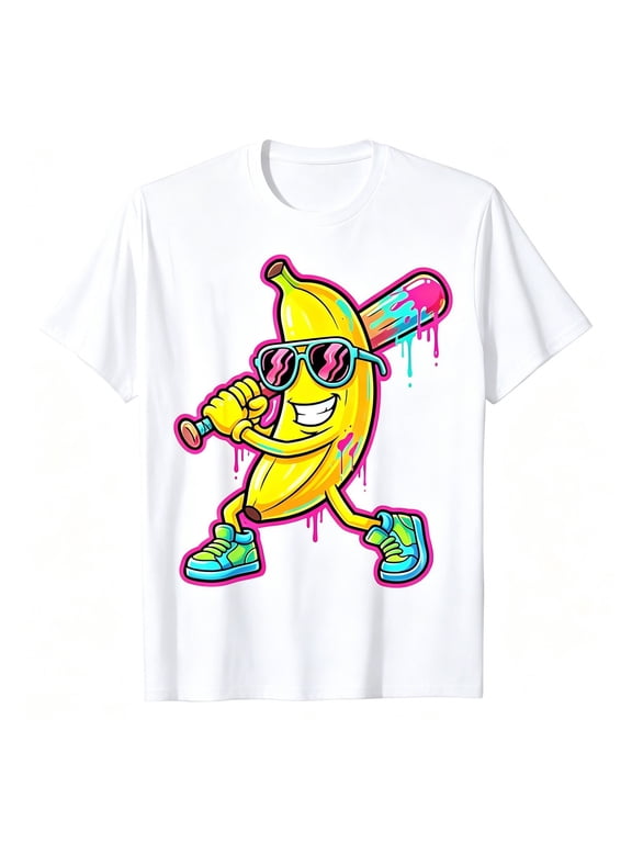 Kids Boy Girls Baseball Shirt Baseball Team Graphic T-Shirt Banana Base Ball Fans Tees Game Day Outfit Top 8-12Y