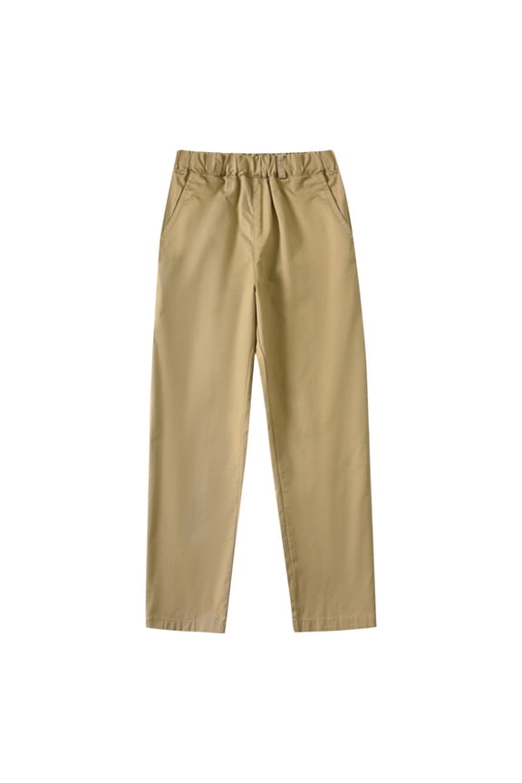 Kids Boy Girls School Uniform Pants Stretch Cotton Chino Navy Khaki Trousers Khaki 10-11 Years