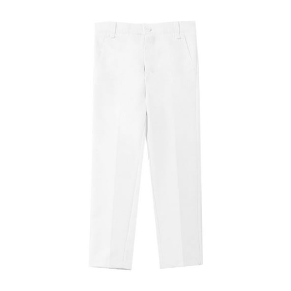 Kids Boy Girls School Uniform Pants Stretch Cotton Chino Navy Khaki Trousers White 7-8 Years