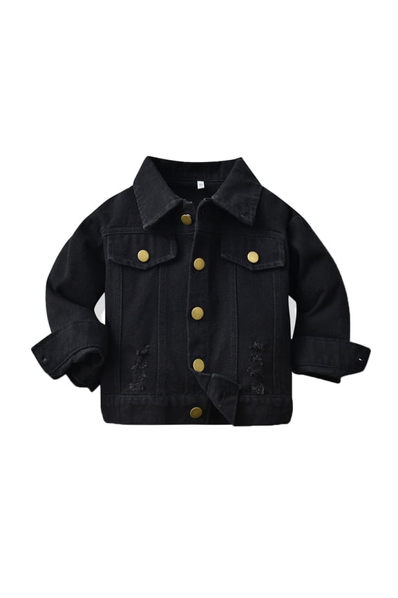 Kids Girl Coat Button Down Denim Jacket Kid Casual Jacket Black Jean Jacket Girls Kids Boys Fall Jacket 3-4 Years