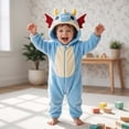 thumbnail image 1 of Kids Boy Orange Dragon Hooded Costume Romper Zipper Footed Onesie for Kids,Size 7-12 Months, 1 of 9