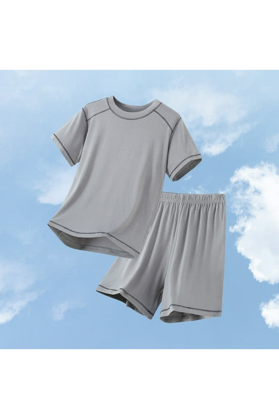 Kids Boy Outfit Set Solid Short Sleeve Shirt Short Sets Crew Neck Summer Outfit Infant Boys Outfits 5-6 Years Cute&nbsp;Boy&nbsp;Clothing