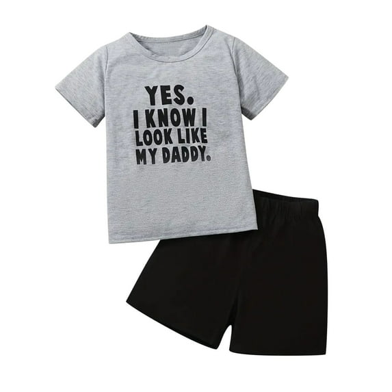 Kids Boy Outfit Set Solid Short Sleeve T-Shirt Tops Casual Shorts Crew Neck Summer Outfits Baby Boy 5-6 Years Clothes Cute Boy Clothing