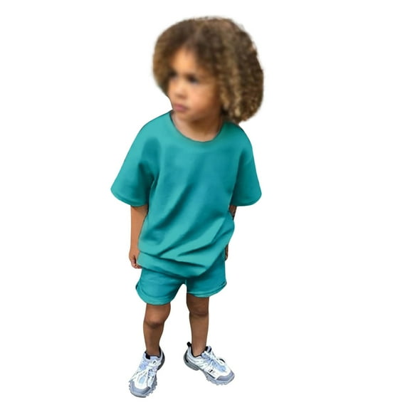 Kids Boy Outfit Set Solid Short Sleeve Tops Shorts Pullover Baby Summer Clothes 8-9 Years Boy Pajamas Cute Boy Clothing