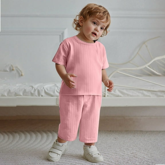 Kids Boy Outfits Set Solid Short Sleeve T-Shirt And Elastic Shorts Pullover Baby Summer Clothes 3-4 Years Boys Clothes Cute Boy Clothing