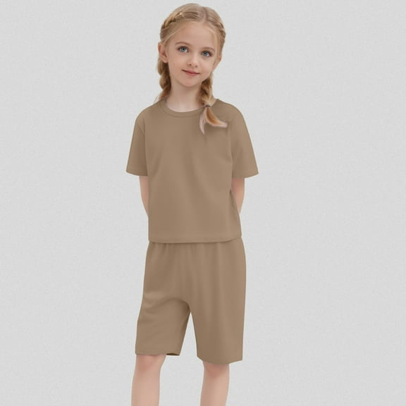 Kids Boy Pajamas Set Crewneck Soft Comfort Short Sleeve Top Shorts Set Toddler Nightgown Summer Kids Boy Pajamas 4-5 Years