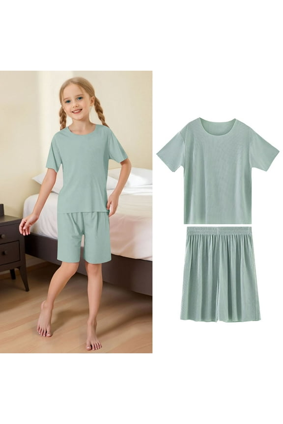 Kids Boy Pajamas Set Soft Crewneck Soft Comfort Pjs Sleepwear Outfits Preppy Pajamas for Girls 8-9 Years Kids Clothes