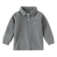 thumbnail image 1 of Kids Boy Polo Shirt Long Sleeve Solid Cotton Regular Fit Uniform Casual Gentleman Tops Holiday Shirts,Z3-Grey, 1 of 4