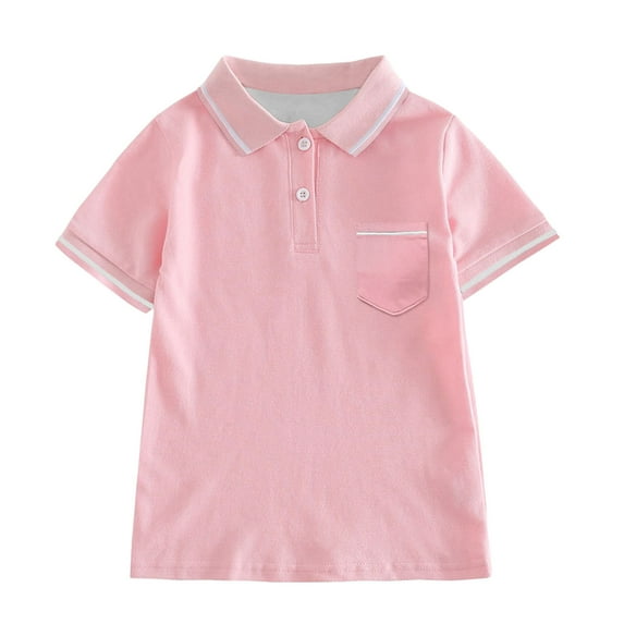 Kids Boy Polo Shirts Pink Uniform Shirts for Boys Fashion Shirts Short Sleeve Shirt Boys Clothes Size 11-12 Years