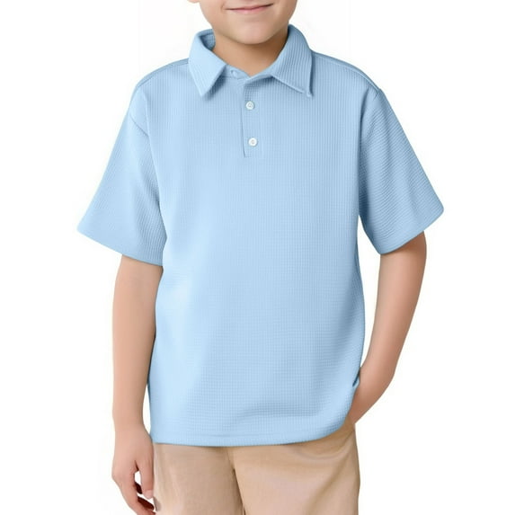 Kids Boy' Polo Shirts Sky Blue Polo Shirt for Boys Summer Shirt with Short Sleeves Boys Shirts Size 8-9 Years