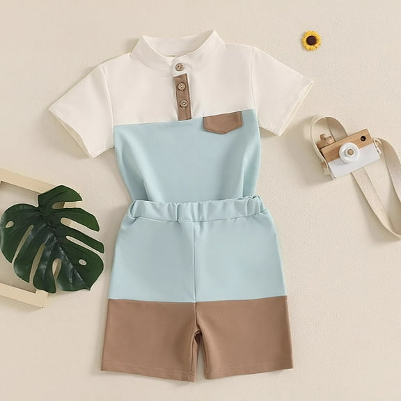 Kids Boy Clothes Solid Short Sleeve Shirt Short Sets Crew Neck Summer Outfits Baby Clothes Boy 3-4 Years Cute Boy Clothing