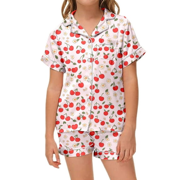 Kids Boy Satin Pajamas Set Cute Button Down Solid Tops T Shirt Set Toddler Sleepwears Kid Sleepwear Size 6-7 Years