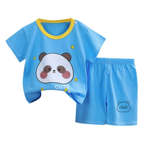 Kids Boy Summer Clothes Crew Neck Short Sleeve Cartoon T-Shirt and Elastic Shorts Boy Clothes 3-4 Years Boys Clothes