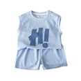thumbnail image 1 of Kids Boy Summer Outfits Crew Neck Sleeveless Letter Print T-Shirt Casual Shorts Sets Clothes for Toddler Boys 6-7 Years Boys Clothes, 1 of 3