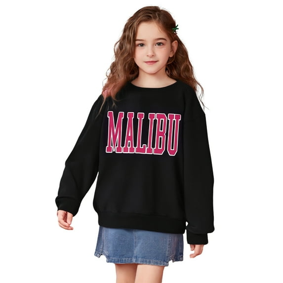 Kids Boy Sweatshirt Letter Graphic Long Sleeve Crewneck Loose Fit Pullover Tops Fall Winter Clothes Little Girl Clothes4T