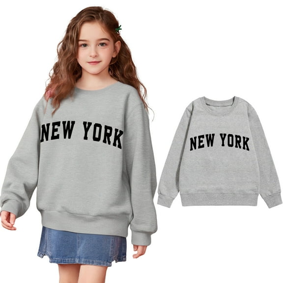 Kids Boy Sweatshirt Long Sleeve Letter Graphic Oversized Crewneck Sweatshirts Fall Clothes Kids Clothes Girls Size 6-7 Years