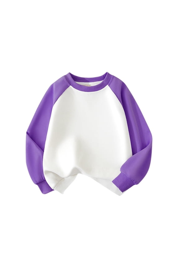 Kids Boy Sweatshirt Long Sleeve Purple Sweatshirt Kids Crewneck Sweatshirts Pullover Tops Warm Fall Winter Clothes 3-4 Years Girls Clothes