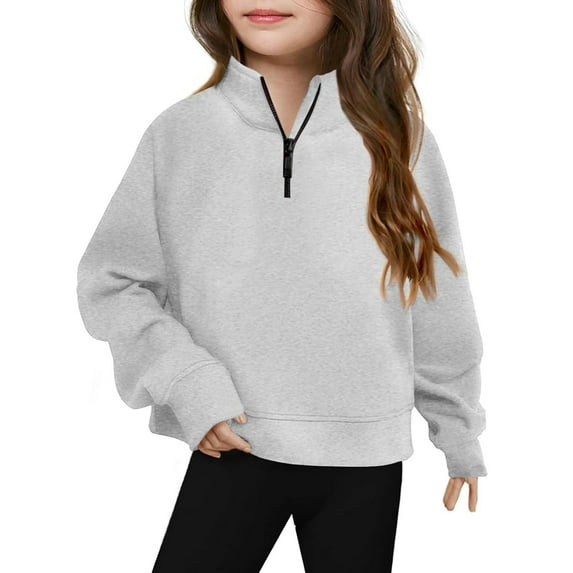 Kids Boy Sweatshirt Long Sleeve Quarter Zip Sweatshirts Oversized V-Neck Sweatshirts Fall Clothes 9-10 Years Kids Girl Clothes