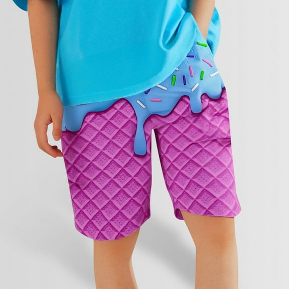 Kids Boy Swim Trunks Summer Print Boys Shorts Adjustable Breathable Boys Bathing Suits 9-10 Years