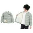 thumbnail image 1 of Kids Boy Winter Coat,Kids Puffer Coat with Pocket Button Green Jacket Solid Long Sleeve Windproof Winter Thicken Coat Girls Winter Clothes Size 8-9 Years, 1 of 5