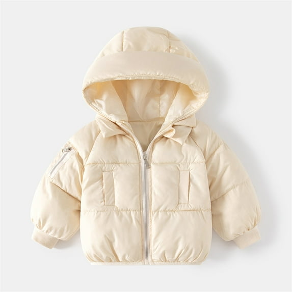 Kids Boy Winter Coat,Kids Puffer Coat with Pocket Zipper Hooded Coat Solid Color Long Sleeve Child Down Jacket Girls Winter Clothes Size 5-6 Years