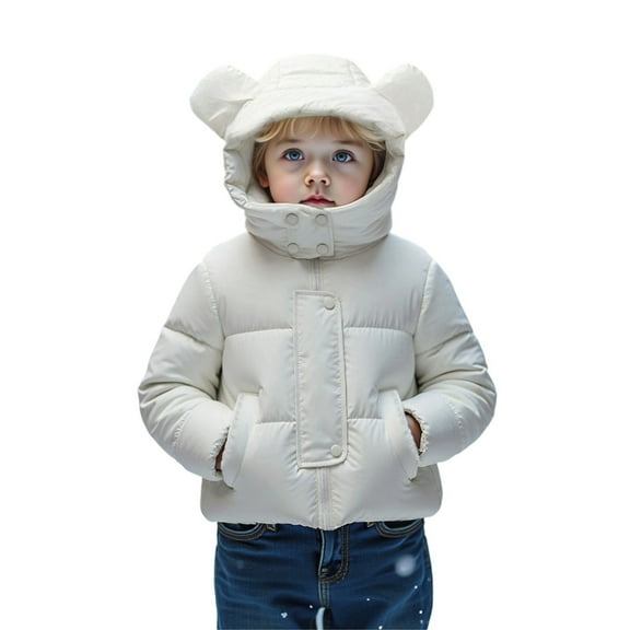 Kids Boy Winter Coat Kids Puffer Jacket with Pocket Zip up Hooded Coat Warm Windproof Children Padded Coats Boys Size 7-8 Years Winter Coat