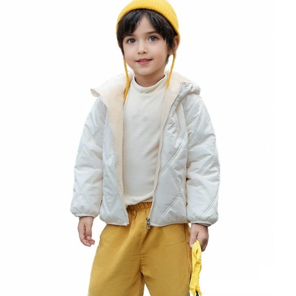 Kids Boy Winter Coat Puffer Jacket Boys Zipper Long Sleeve Windproof Down Jacket Cute Hooded Jackets with Pockets Kids Winter Clothes 5-6 Years