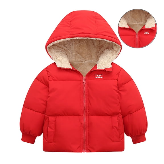 Kids Boy Winter Coat Puffer Jacket Zipper Long Sleeve Windproof Down Jacket Warm Hooded Outdoor Coats Winter Clothes for Kids Girls 4-5 Years