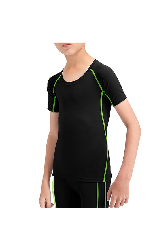 Kids Boy's Compression Shirts Child's Quick Drying Sports Undershirts Short Sleeve Baselayer Tee Tops