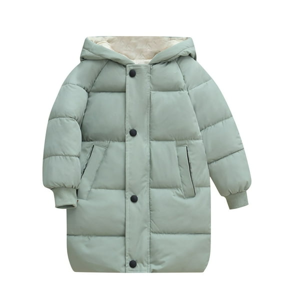 Kids Boy's Winter Coat Fleece Lined Waterproof Jacket Puffy Cotton Coat Thick Hooded Down Outdoor Coats Green 5 Years