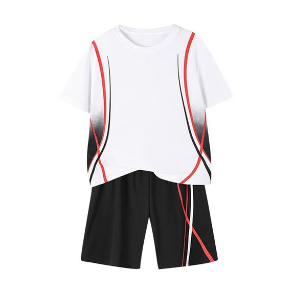 Kids Boys 2 Pcs Sport Set Tracksuit Short Sleeve T-Shirt and Shorts Suit Soccer Training Uniform