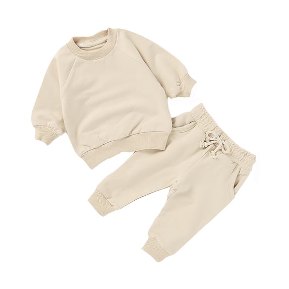 Kids Boys 2 Piece Outfits Solid Color Long Sleeve Crew Neck Casual Hoodie Pant Suit Casual Pants Set 6-12 Months