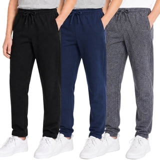 Kids Boys Sweatpants 3 Pack Workout Athletic Jogger Pants with Drawstring and Side Pockets Black Navy Gray 14-16Y