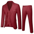 thumbnail image 1 of Kids Boys 3 Piece Slim Fit Suit Set, Two Button Blazer Solid Jacket Vest Pants, Formal Tuxedo Outfit For Wedding, School, Party, Birthday, Christmas, Halloween, Graduation Teen 10-18Y #02 Red,17-18Y, 1 of 2