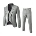 thumbnail image 1 of Kids Boys 3-Piece Suit Notched Lapel Button Slim Fit Formal Jacket Vest Pants Set Grey 17 Years-18 Years, 1 of 2