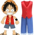 Kids Boys Anime One Piece Monkey D Luffy Cosplay Costume Halloween