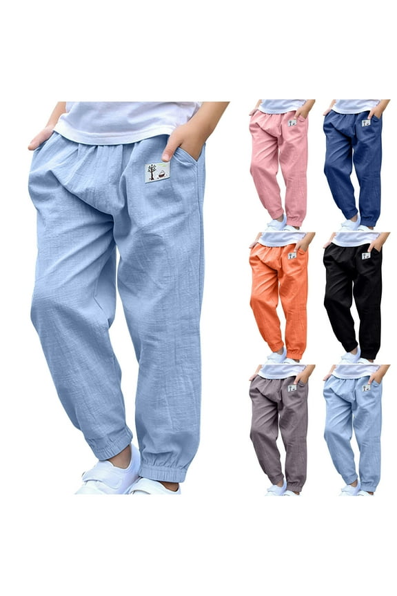 Kids Boys Athletic Sweatpants Elastic Waist Sport Joggers Pants with Pocket Casual Lightweight Active Running Pants Size 3-10 Years