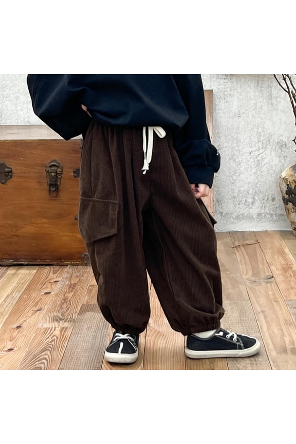 Kids Boys Baggy Harem Joggers Elastic Waistband Cotton Sweatpants with Cargo Pockets for School Hip Hop Streetwear, 2T-12Y