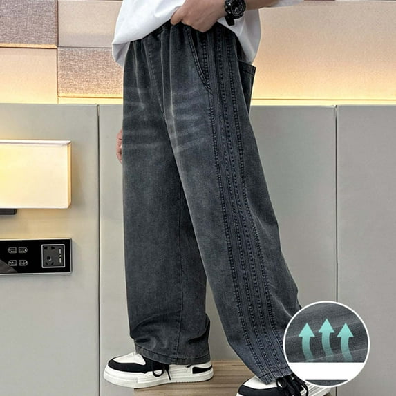 Kids Boys Baggy Jeans Jogger Pants ForBoys Straight Waist Casual with Pocket Loose Fit Pull On Boys 6-7 Years Clothes