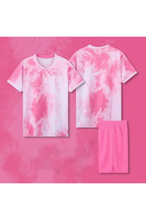 Kids Boys Basketball Jersey Breathable Summer Athletic Tracksuits Tie Dye Loose T-Shirt and Shorts Set for Girls