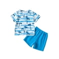 thumbnail image 1 of Kids Boys Beach Shorts Set, Short Sleeve Coconut Tree Print T-shirt with Elastic Waist Shorts Summer Outfit, 1 of 8