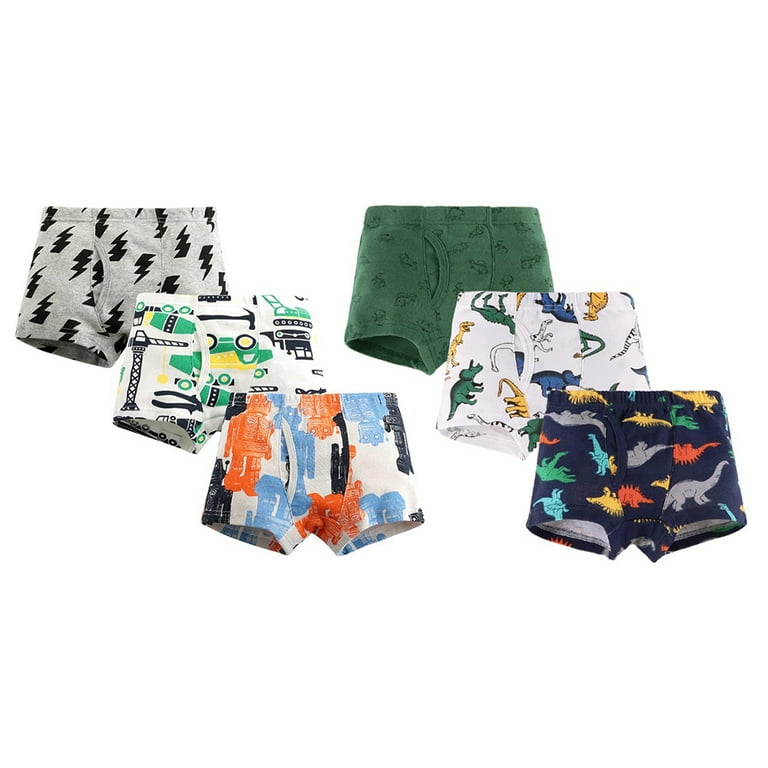 Kids Boys Boxer Briefs Toddler Cotton Underwear Robots Dinosaur Cartoon  Soft Underpants 6 Pack 2-10 Years 