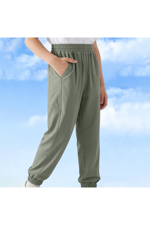 Kids Boys Breathable Joggers Elastic Waist Patch Detail Athletic Track Pants for Running Sports School Playwear, 5T-16Y