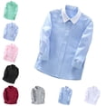 thumbnail image 1 of Kids Boys Button Down Shirt Collared Dress Shirt Girls Uniform Dress Top Tee 8-9 Years, 1 of 4