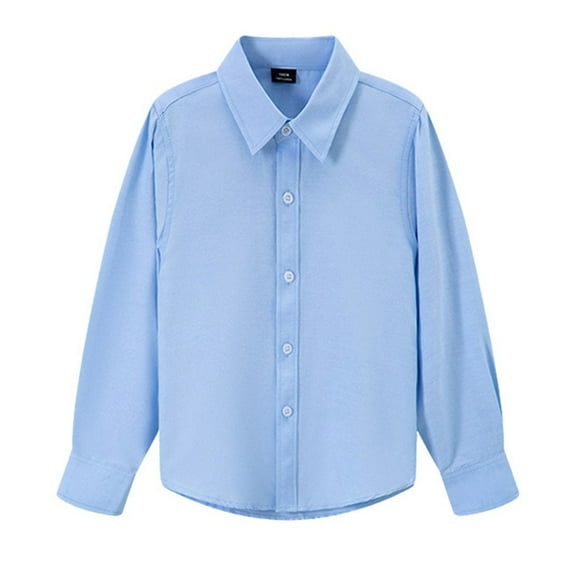Kids Boys Button Down Shirts Blue Polo Shirts for Boys Graduation Shirts Girls School Uniform Shirts
