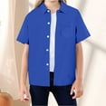thumbnail image 1 of Kids Girls Button Down Shirts Blue Dress Shirt for Boys Graduation Shirts Boys Collared Shirts Size 8-9 Years, 1 of 5